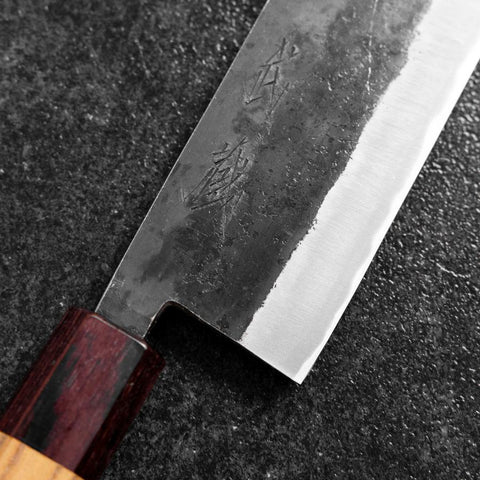 Nakiri Edelstahlummantelung Blue Steel #2 Kurouchi Zelkove Griff 165mm-[Musashi]-[Japan-Küchenmesser]