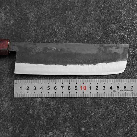 Nakiri Edelstahlummantelung Blue Steel #2 Kurouchi Zelkove Griff 165mm-[Musashi]-[Japan-Küchenmesser]