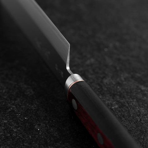 Nakiri Edelstahlummantelung Blue Super Poliert Westlicher Schwarz-Roter Griff 160mm-[Musashi]-[Japan-Küchenmesser]