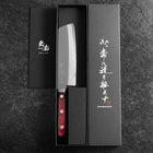 Nakiri Edelstahlummantelung Blue Super Poliert Westlicher Schwarz-Roter Griff 160mm-[Musashi]-[Japan-Küchenmesser]