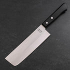 Nakiri Edelstahlummantelung White Steel #2 Poliert Schwarzer Westlicher Griff 150mm-[Musashi]-[Japan-Küchenmesser]