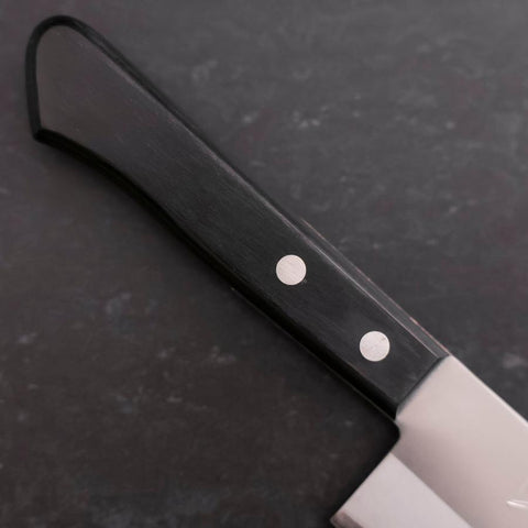 Nakiri Edelstahlummantelung White Steel #2 Poliert Schwarzer Westlicher Griff 150mm-[Musashi]-[Japan-Küchenmesser]