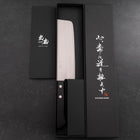 Nakiri Edelstahlummantelung White Steel #2 Poliert Schwarzer Westlicher Griff 150mm-[Musashi]-[Japan-Küchenmesser]