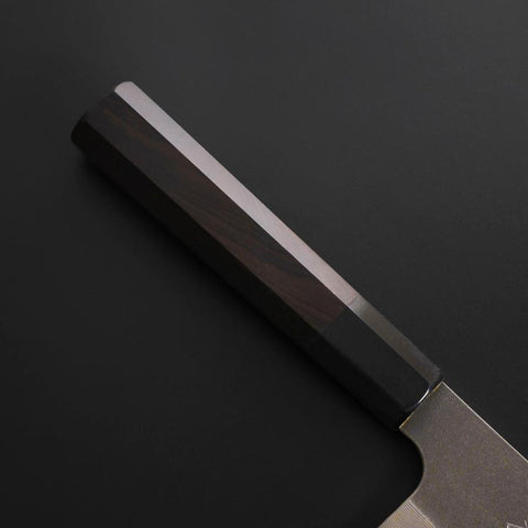 Nakiri Kobalt Edelstahl HRC62 Kurouchi Damast Büffelhorn und Ebenholz Griff 165mm-[Musashi]-[Japan-Küchenmesser]