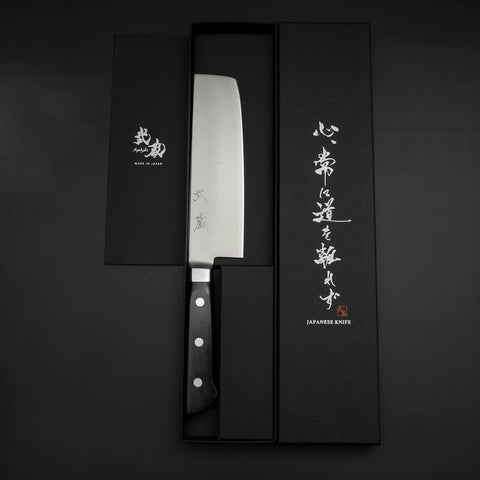 Nakiri Molybdenum Polished Western Black Handle 160mm (6.3”)-[Musashi]-[Japan-Küchenmesser]