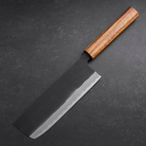 Nakiri SK-Stahl Kurouchi Eichenholz Griff 170mm-[Musashi]-[Japan-Küchenmesser]