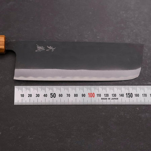 Nakiri SK-Stahl Kurouchi Eichenholz Griff 170mm-[Musashi]-[Japan-Küchenmesser]