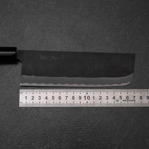 Nakiri SK-Stahl Kurouchi Kurigata Magnolienholz Griff 170mm-[Musashi]-[Japan-Küchenmesser]