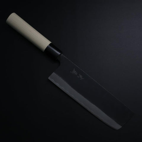 Nakiri SK-Stahl Kurouchi Magnolienholz Griff 170mm-[Musashi]-[Japan-Küchenmesser]