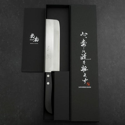 Nakiri SKD12 Polished Western Black Handle 165mm (6.5”)-[Musashi]-[Japan-Küchenmesser]