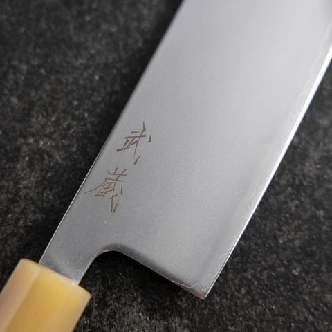 Nakiri SLD Kagami Hell-Rosa Büffelhorn und Ahornholz Griff 170mm-[Musashi]-[Japan-Küchenmesser]
