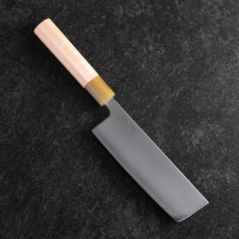 Nakiri SLD Kagami Hell-Rosa Büffelhorn und Ahornholz Griff 170mm-[Musashi]-[Japan-Küchenmesser]