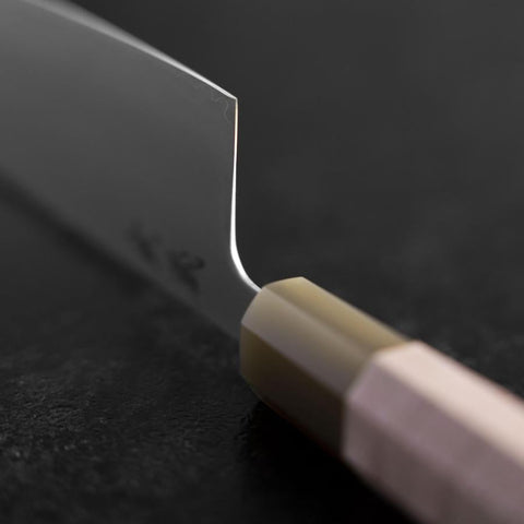 Nakiri SLD Mirror Buffalo Light Pink Maple Handle 170mm (6.7”)-[Musashi]-[Japanese-Kitchen-Knives]