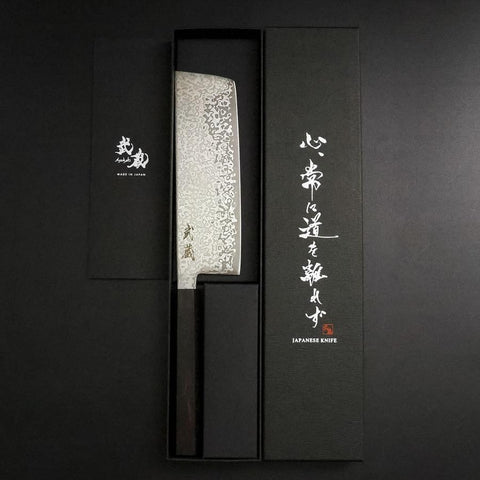 Nakiri SLD Schwarzer Damast Ebenholz Griff 170mm-[Musashi]-[Japan-Küchenmesser]