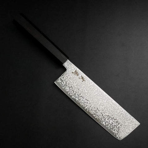 Nakiri SLD Schwarzer Damast Ebenholz Griff 170mm-[Musashi]-[Japan-Küchenmesser]