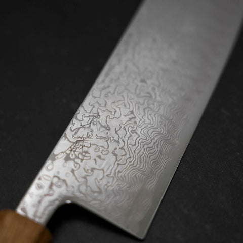 Nakiri SLD Wellen-Nickel Damast Yaki Urushi Griff 165mm-[Musashi]-[Japan-Küchenmesser]