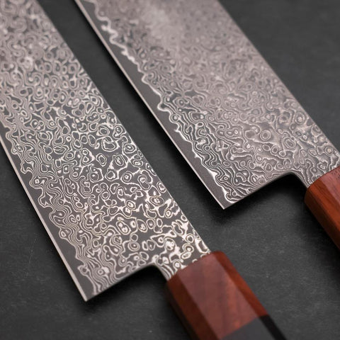 Nakiri & Santoku VG-10 Damast Rosen- und Ebenholz Sakura Set-[Musashi]-[Japan-Küchenmesser]