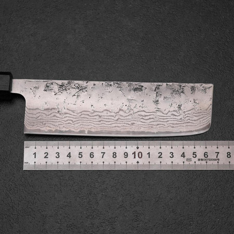 Nakiri Schwedenstahl Nashiji Washi Damast Blauer Urushi Griff 165mm-[Musashi]-[Japan-Küchenmesser]