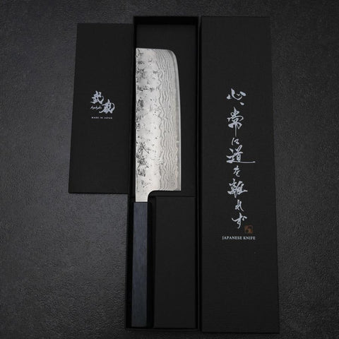 Nakiri Schwedenstahl Nashiji Washi Damast Blauer Urushi Griff 165mm-[Musashi]-[Japan-Küchenmesser]