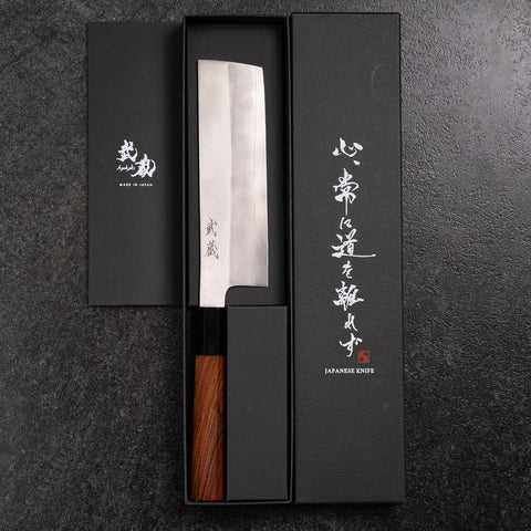 Nakiri Silver Steel #3 Kasumi Büffelhorn und Bubinga Griff 165mm-[Musashi]-[Japan-Küchenmesser]