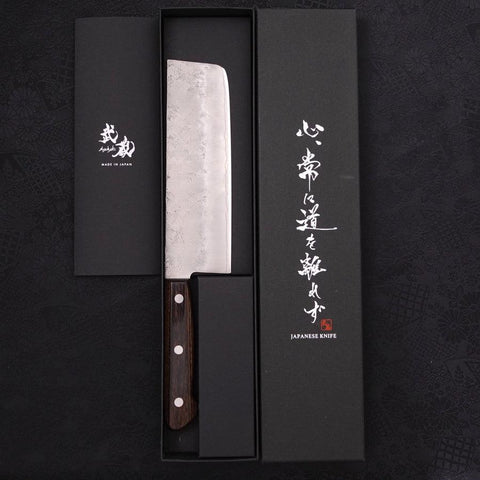 Nakiri Silver Steel #3 Nashiji Brauner Westlicher Griff 165mm-[Musashi]-[Japan-Küchenmesser]