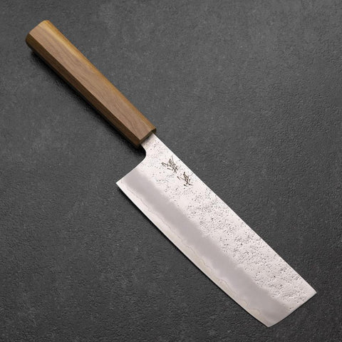 Nakiri Silver Steel #3 Nashiji Olivenholz Griff 165mm-[Musashi]-[Japan-Küchenmesser]