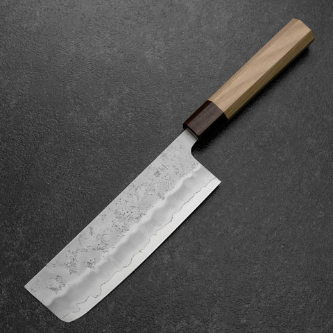 Nakiri Silver Steel #3 Nashiji Walnut Handle 165mm (6.5”)-[Musashi]-[Japan-Küchenmesser]