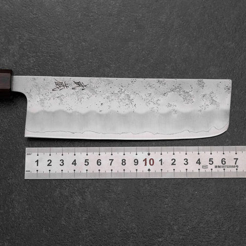 Nakiri Silver Steel #3 Nashiji Walnut Handle 165mm (6.5”)-[Musashi]-[Japan-Küchenmesser]