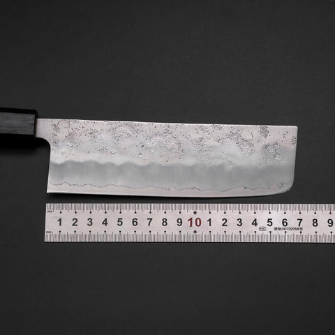 Nakiri Silver Steel #3 Nashiji Washi Blauer Urushi Griff 165mm-[Musashi]-[Japan-Küchenmesser]