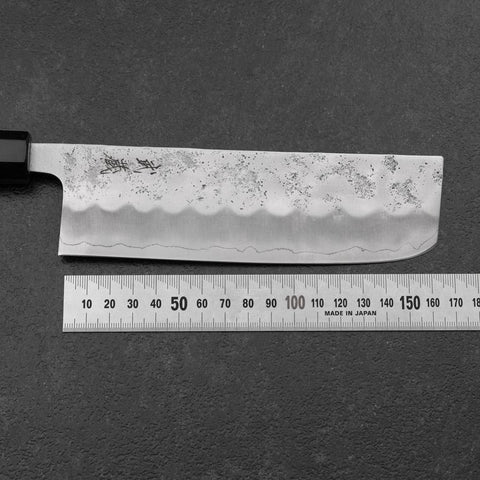 Nakiri Silver Steel #3 Nashiji Washi Büffelhorn und Bubinga Griff 165mm-[Musashi]-[Japan-Küchenmesser]