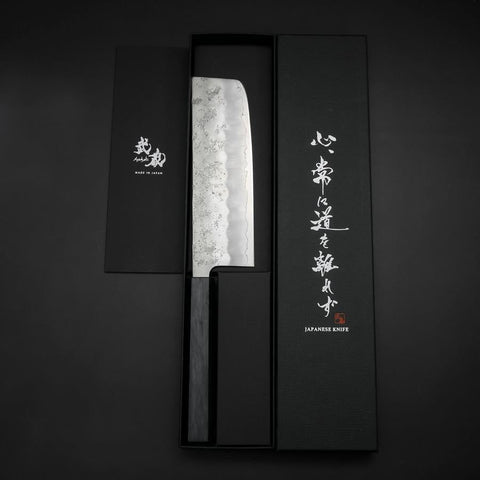 Nakiri Silver Steel #3 Nashiji Washi Dark Blue Urushi Handle 165mm (6.5”)-[Musashi]-[Japan-Küchenmesser]