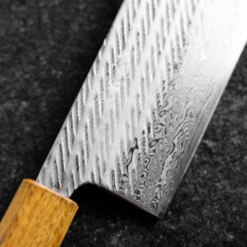 Nakiri Silver Steel #3 Nawame Damascus YakiUrushi Handle 165mm (6.5”)-[Musashi]-[Japan-Küchenmesser]