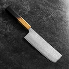 Nakiri Silver Steel #3 Nawame Damast Yaki Urushi Griff 165mm-[Musashi]-[Japan-Küchenmesser]