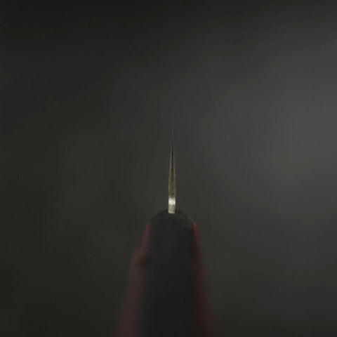 Nakiri Stainless Clad Blue Super Polished Western Black Red Handle 160mm-[Musashi]-[Japanese-Kitchen-Knives]