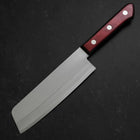Nakiri Stainless Clad Blue Super Polished Western Black Red Handle 160mm (Tsuba-nashi) (6.3”)-[Musashi]-[Japan-Küchenmesser]