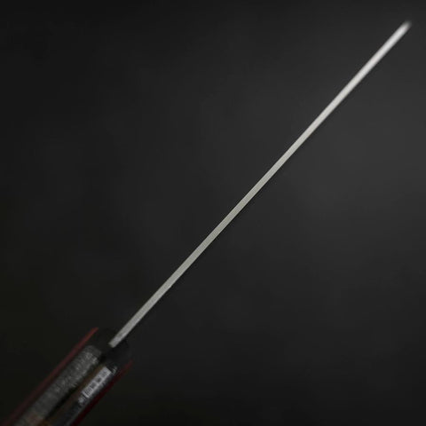Nakiri Stainless Clad Blue Super Polished Western Black Red Handle 160mm (Tsuba-nashi) (6.3”)-[Musashi]-[Japan-Küchenmesser]