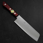 Nakiri Stainless Clad Blue Super Polished Western Black Red Handle 160mm (Tsuba-nashi) (6.3”)-[Musashi]-[Japan-Küchenmesser]