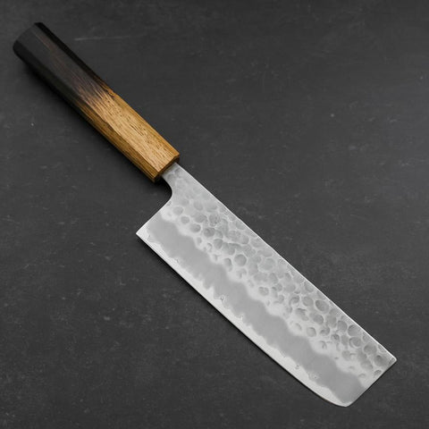 Nakiri Stainless Clad White Steel #2 Tsuchime Yaki Urushi Handle 165mm (6.5”)-[Musashi]-[Japan-Küchenmesser]