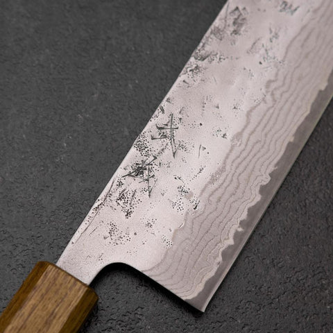 Nakiri Sweden Steel Nashiji Damascus Yaki Urushi Handle 165mm (6.5”)-[Musashi]-[Japan-Küchenmesser]