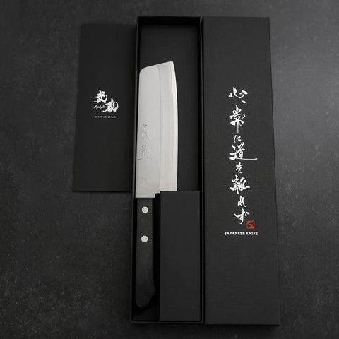 Nakiri VG-1 Poliert Westlicher Schwarzer Griff 160mm (Tsuba-nashi) Limitiert-[Musashi]-[Japan-Küchenmesser]