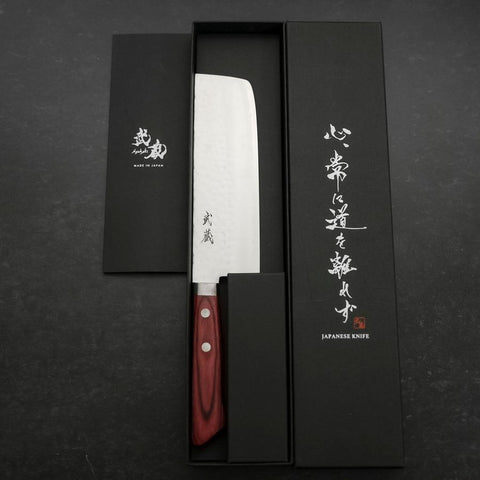 Nakiri VG-1 Tsuchime Westlicher Mahagoni Griff in Rot 165mm-[Musashi]-[Japan-Küchenmesser]