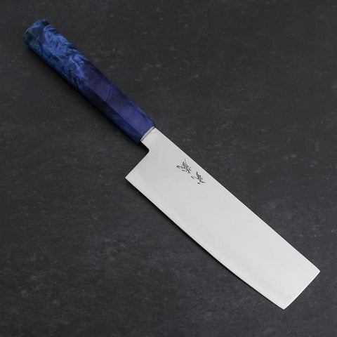Nakiri VG-10 Damascus Blue Birch Handle 170mm-[Musashi]-[Japanese-Kitchen-Knives]