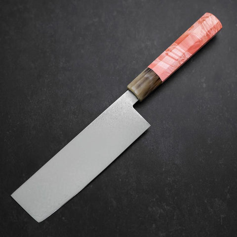 Nakiri VG-10 Damascus Buffalo Dark Pink Maple Handle 170mm (6.7”)-[Musashi]-[Japan-Küchenmesser]