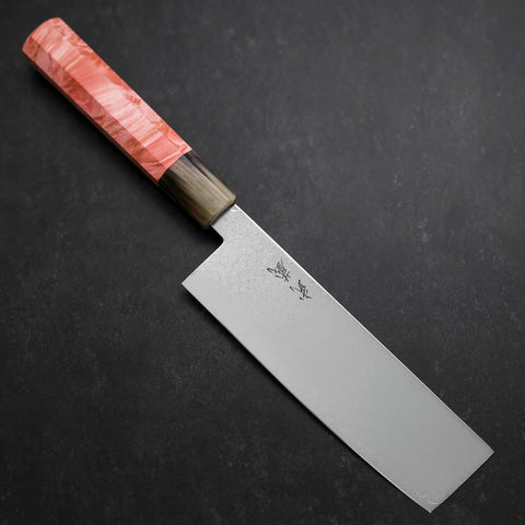 Nakiri VG-10 Damascus Buffalo Dark Pink Maple Handle 170mm (6.7”)-[Musashi]-[Japan-Küchenmesser]