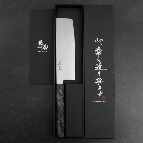 Nakiri VG-10 Damascus Gray Birch Handle 170mm (6.7”)-[Musashi]-[Japan-Küchenmesser]