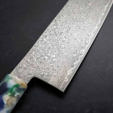 Nakiri VG-10 Damascus Ocean Blue-White Mix Handle 165mm-[Musashi]-[Japanese-Kitchen-Knives]