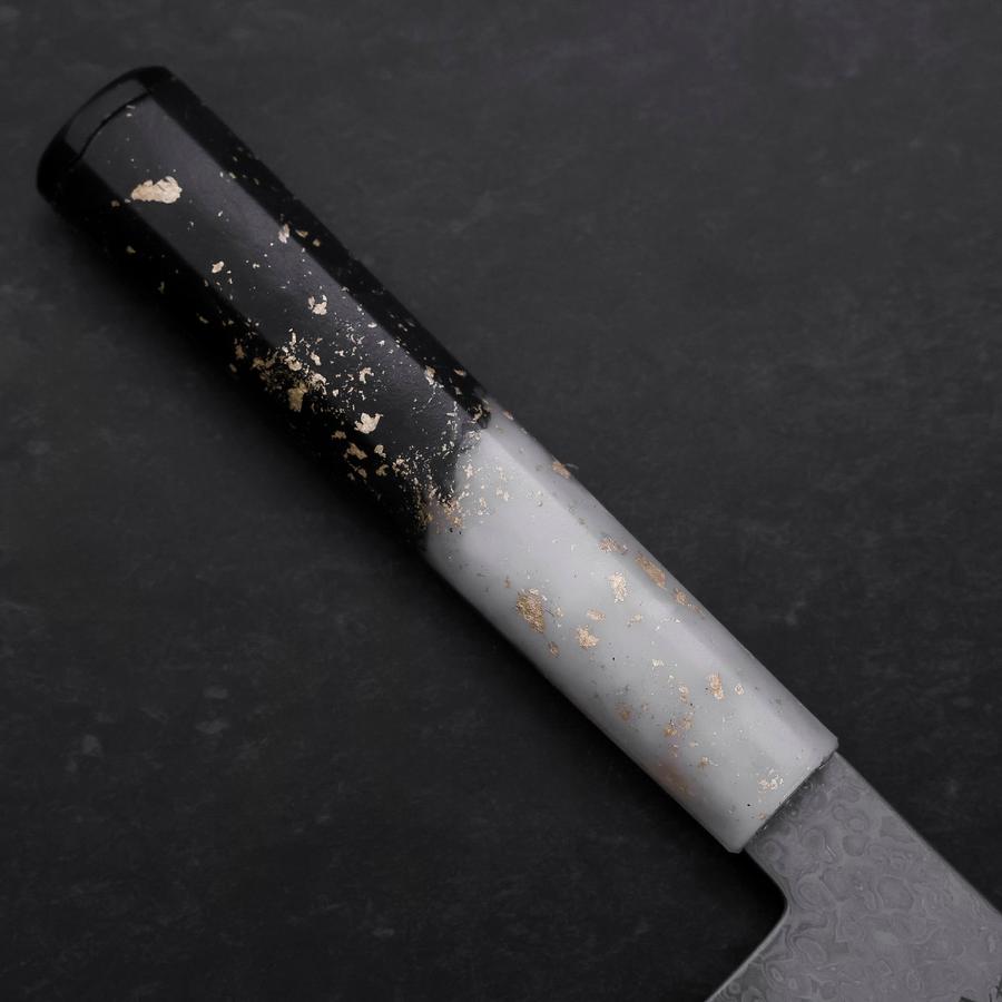 Nakiri VG-10 Damascus Ocean White Black Gold Handle 165mm-[Musashi]-[Japanese-Kitchen-Knives]