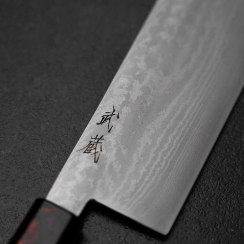 Nakiri VG-10 Damascus Yamanaka Black Urushi Handle 170mm (6.7”)-[Musashi]-[Japan-Küchenmesser]