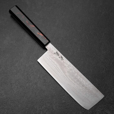 Nakiri VG-10 Damascus Yamanaka Black Urushi Handle 170mm (6.7”)-[Musashi]-[Japan-Küchenmesser]