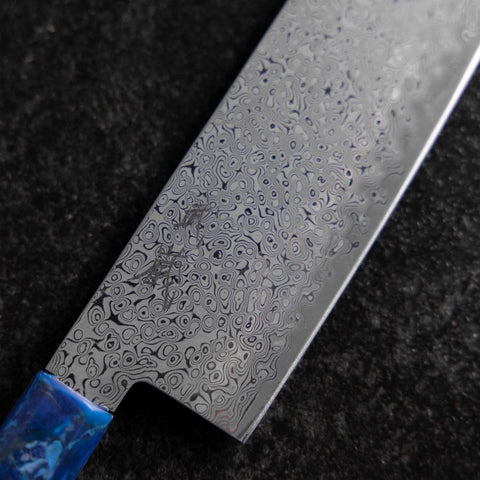 Nakiri VG-10 Damast Blauer Ozeanplastik Griff 165mm-[Musashi]-[Japan-Küchenmesser]